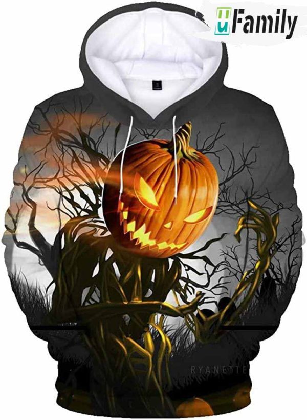 Pumpkin Halloween Print Long Sleeve 3D Hoodie