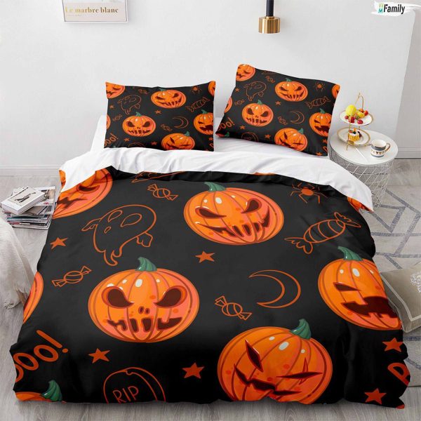 Pumpkind And Ghost Halloween Gift Bedding Set