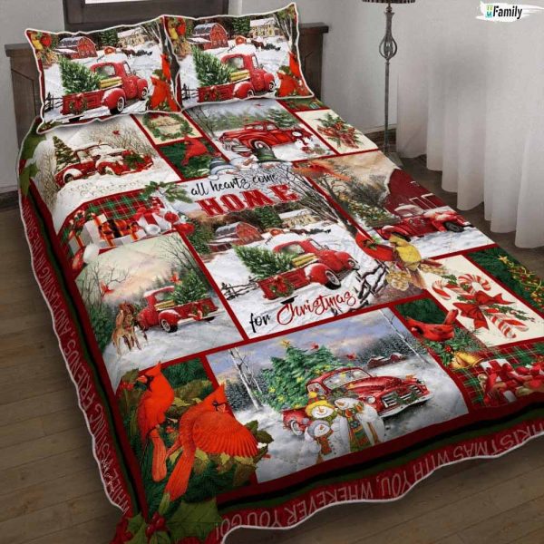 Red Truck All Hearts Come Home For Christmas Bedding Set