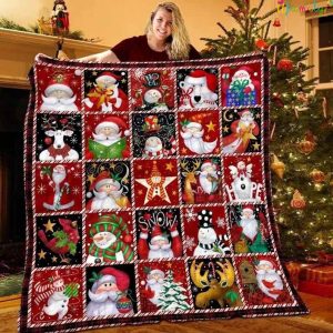 Santa And Snowman Christmas blanket
