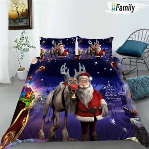 Santa Claus And Christmas Elk Bedding Set