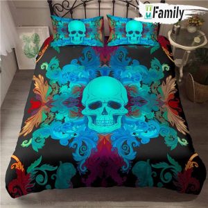 Skull Blue Neon Bedding set