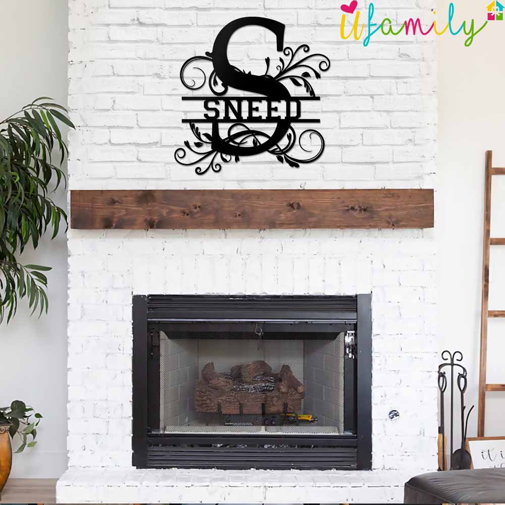 Sneed Family Monogram Metal Sign, Family Name Signs