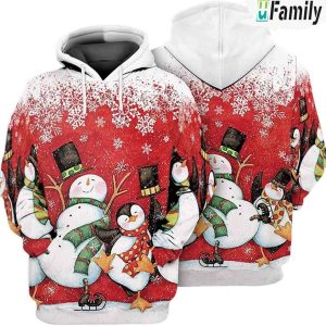 Snowman And Friends Christmas 3D Hoodie