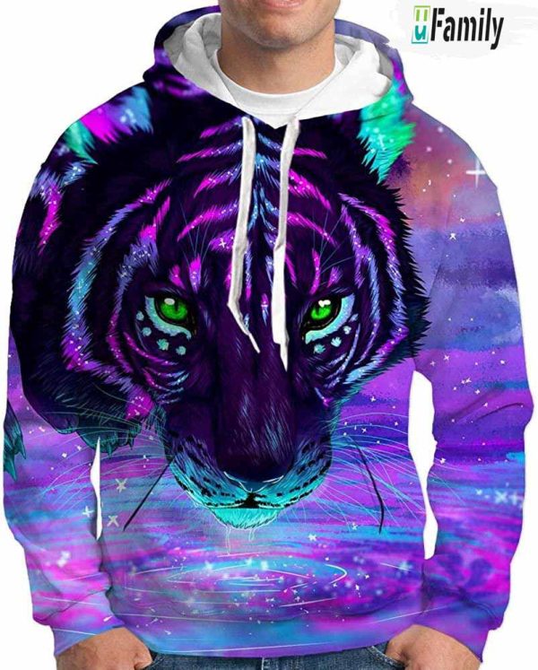 Tiger Purple All Over Printed Pullover 3D Hoodie