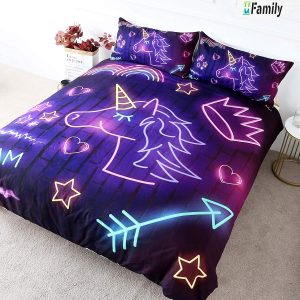Unicorn Purple Neon  Bedding Set