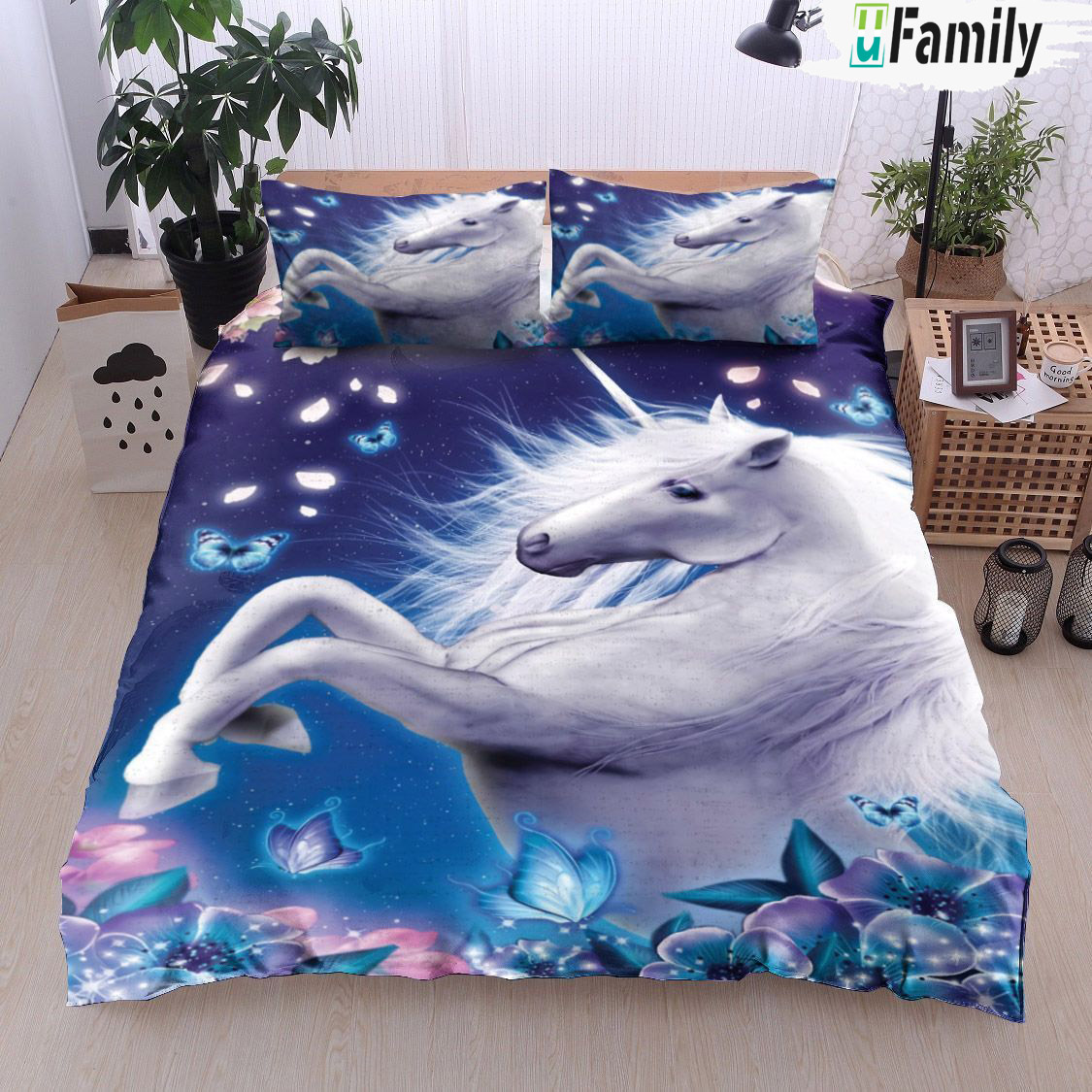 Unicorn White  Bedding Set
