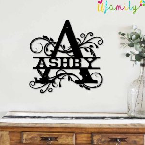 Ashby Family Monogram Metal Sign Family Name Signs 2