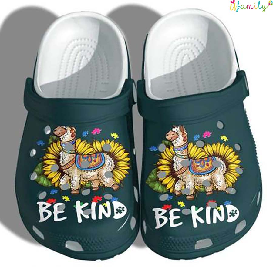 Alpaca Sunflower Be Kind Puzzle Pieces Crocs - Thoughtful Personalized ...