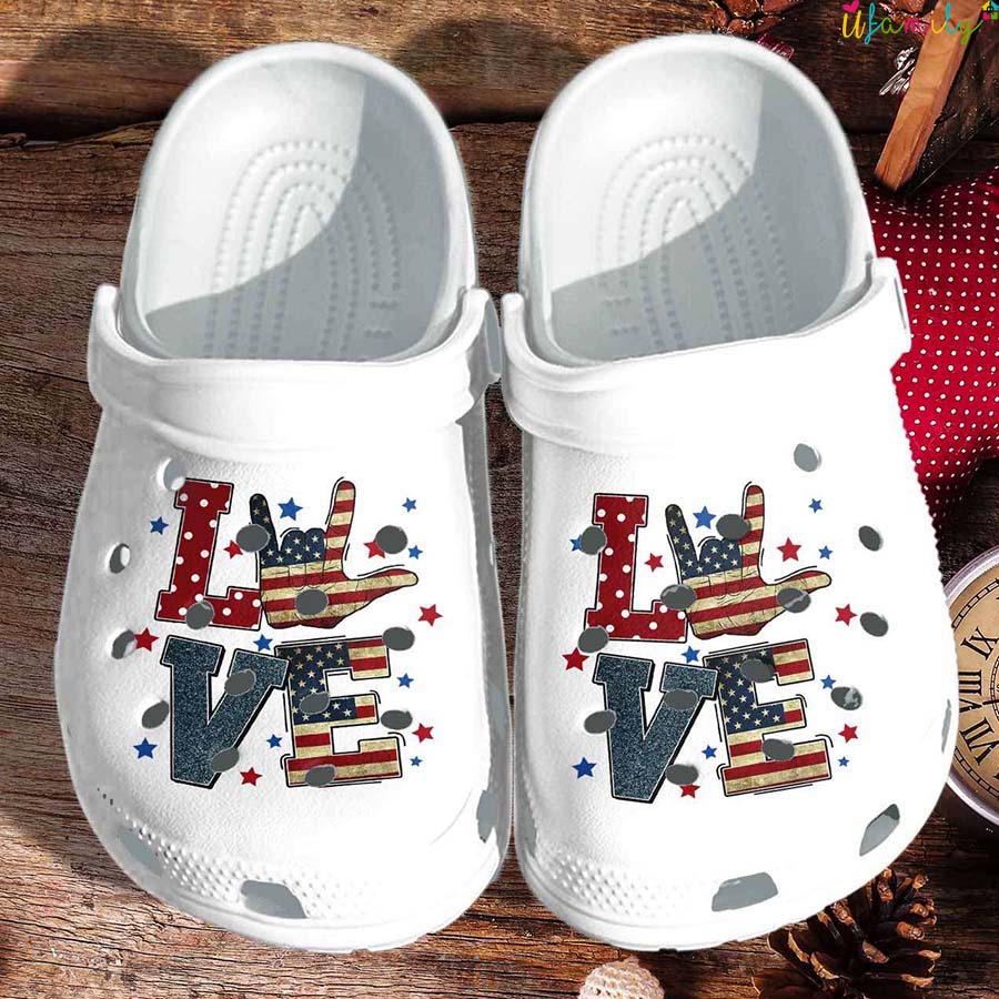 American Flag LOVE Crocs - Thoughtful Personalized Gift For The Whole ...