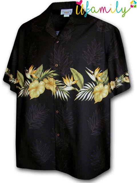 Anthurium Black Hawaiian Shirt Men
