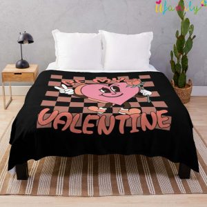 Be My Valentine Cute Heart For Couple Retro Throw Blanket