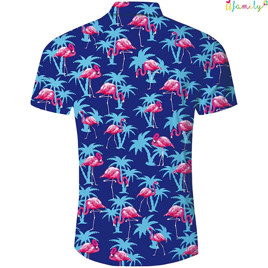 Blue Palm Tree Flamingo Hawaiian Shirt, Funny Hawaii Shirts