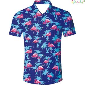 Blue Palm Tree Flamingo Hawaiian Shirt Funny Hawaii Shirts 1