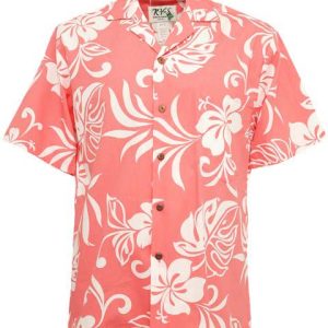 Classic Hibiscus Coral Hawaiian Shirt Men