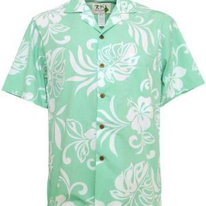 Classic Hibiscus Green Hawaiian Shirt Men