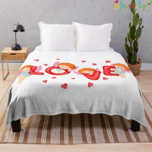Cupid With An Arrow And a Red Heart Throw Blanket