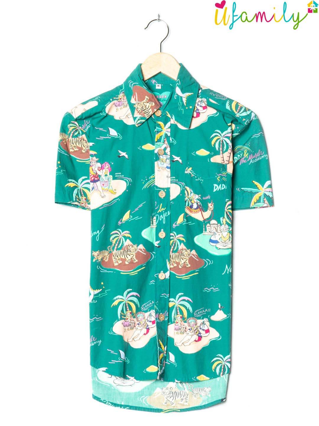 Daddy And The Muscle Academy Green Vintage Hawaiian Shirt