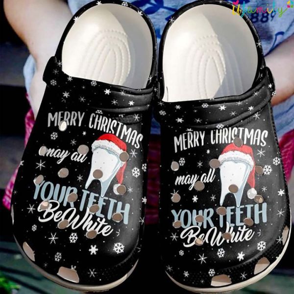 May All Your Teeth Be White Christmas Santa Hat Crocs