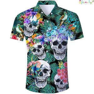 Floral Skull Funny Hawaii Shirts 1