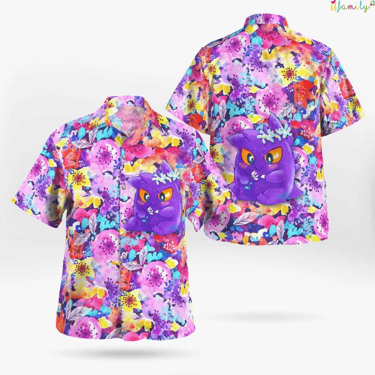 Gengar Summer Flowers Hawaiian Pokemon Shirt