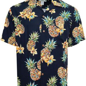 Golden Pineapple Navy Hawaiian Shirt Men