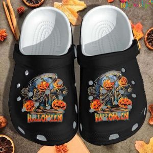 Black Ghost Pumpkins Crocs Halloween