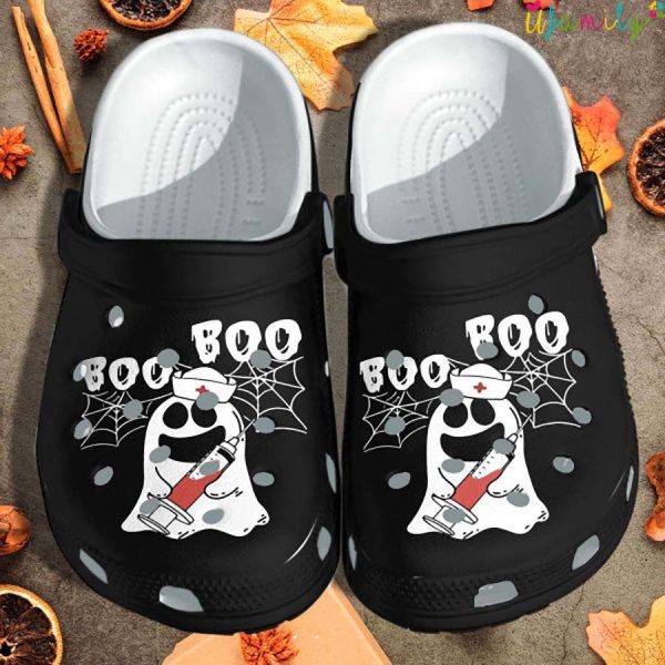 Ghost Nurse Boo Boo Crocs Halloween