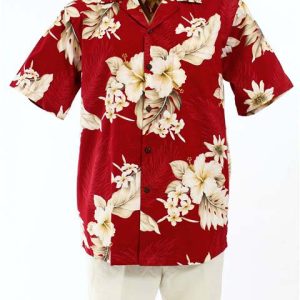 Hibiscus Red Hawaiian Shirt Men