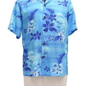 Moonlight Scenic Blue Hawaiian Shirt Men