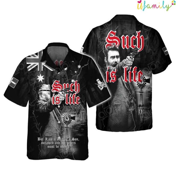 Ned Kelly Such Is Life,Black Hawaiian Shirt