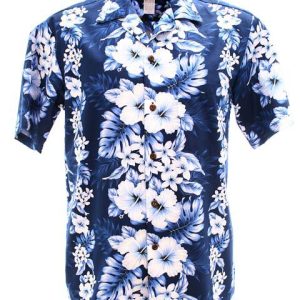 Panel Navy Hawaiian Shirt Men