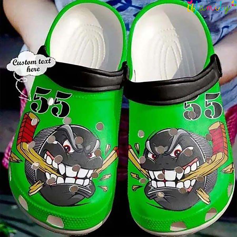 Personalize Angry Hockey Green Crocs