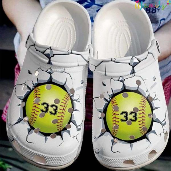 Personalized Softball Broken Crocs