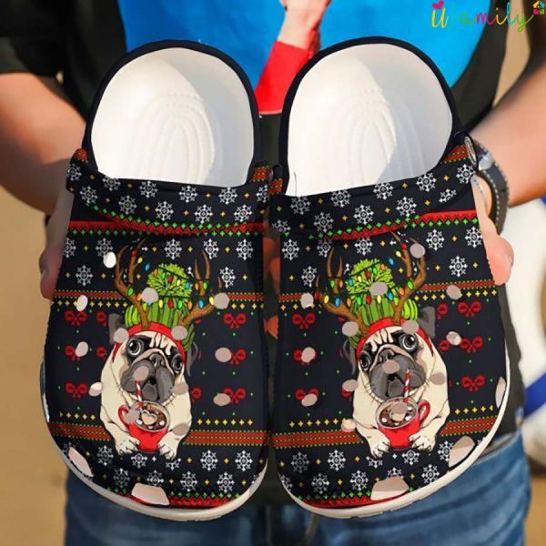 Pug Dog Christmas Ugly Pattern Crocs