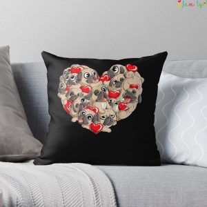 Pug Valentines Day Heart Dog Lover Throw Pillow 4