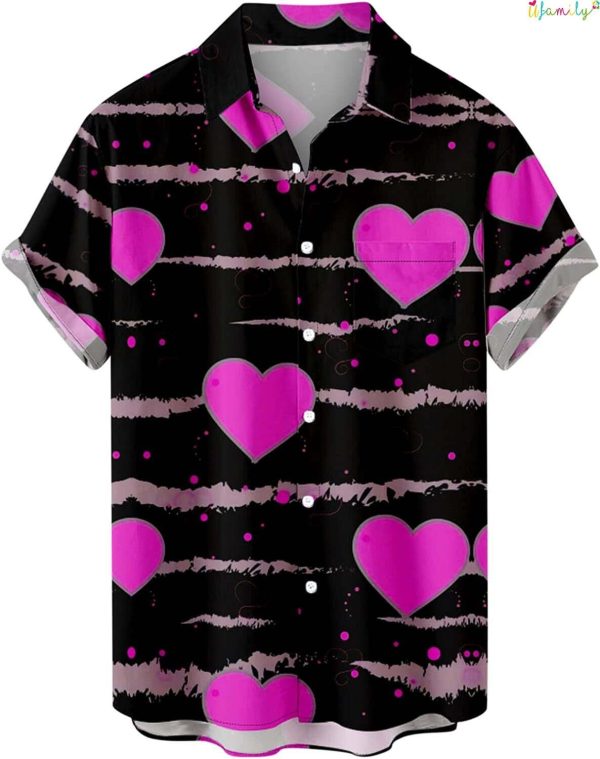 Purple Heart Hawaiian Shirt, Valentines Day
