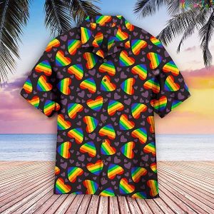 Rainbow Heart LGBT Aloha Hawaiian Shirts, Valentines Day