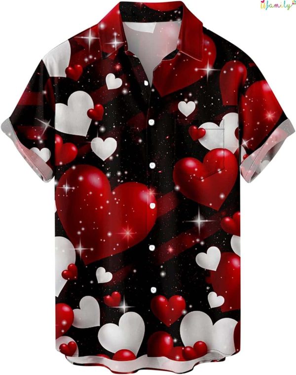 Red Heart And White Heart Hawaiian Shirt, Valentines Day