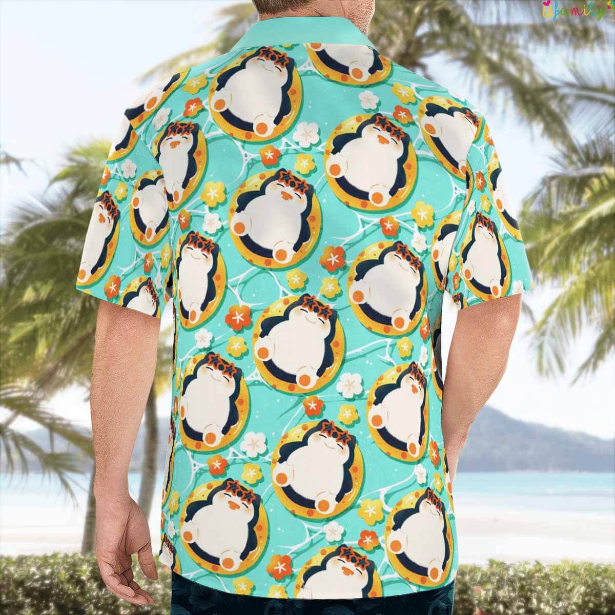Snorlax On Vacation Beach Hawaiian Pokemon Shirt