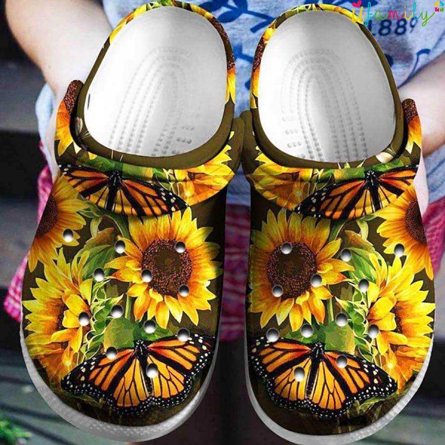 Sunflower And Butterfly Crocs