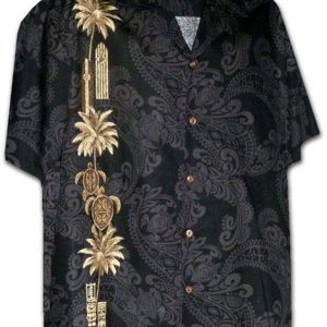 Tiki And Honu Black Hawaiian Shirt Men