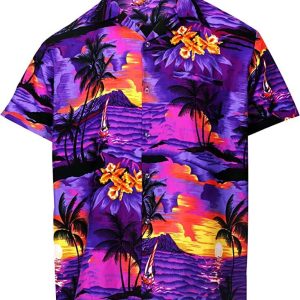 Varnit Crafts Hawaiian Shirt for Mens Flamingo,Valentines Day
