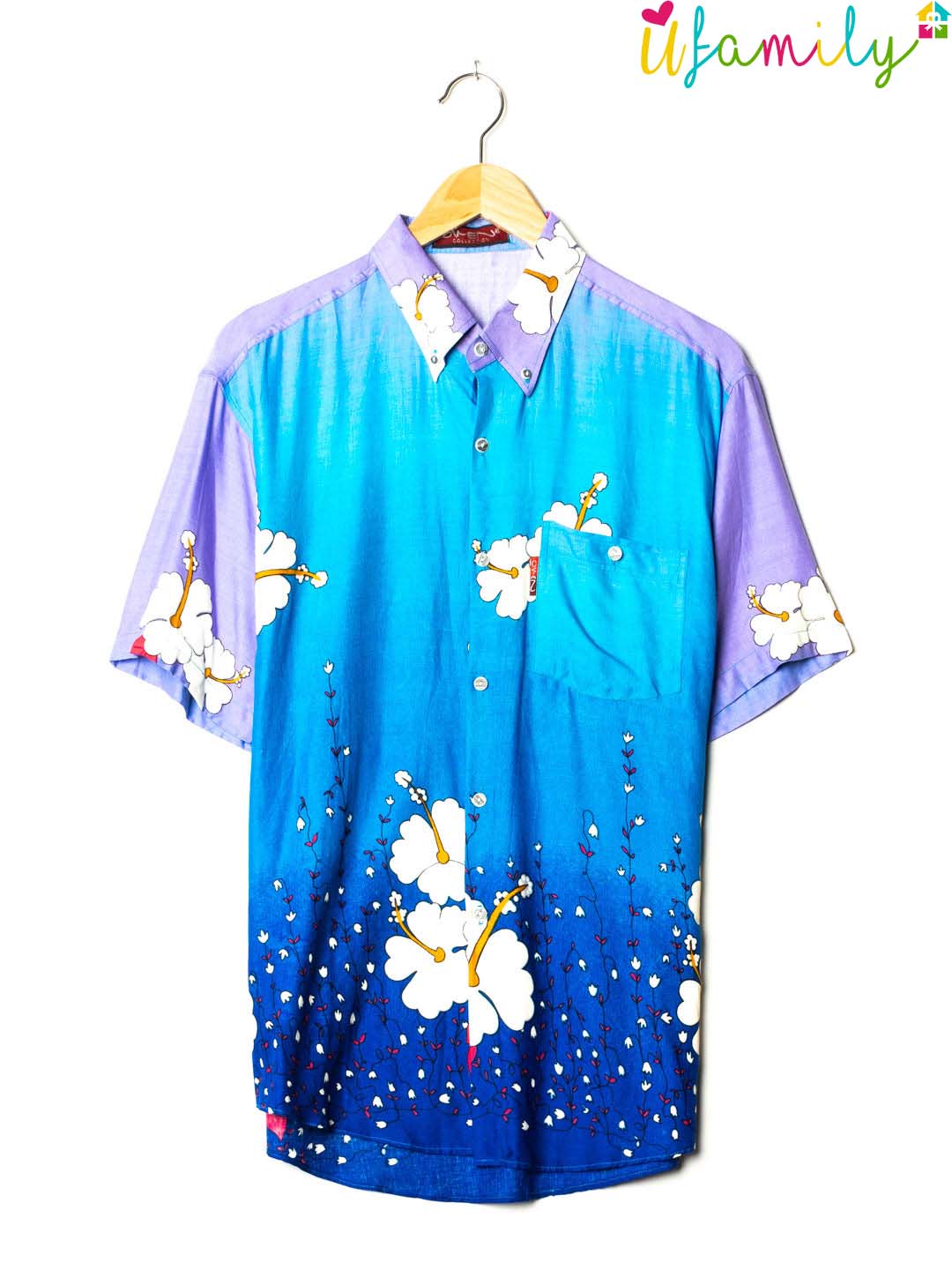 Vinokilo Blue Vintage Hawaiian Shirt