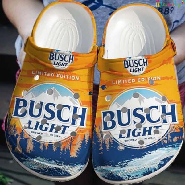 Yellow Busch Light Beer Crocs