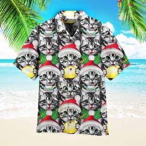 All Around Me Christmas Cat Pattern Hawaiian Shirt