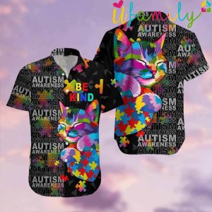 Autism Awareness Be Kind Cat Hawaiian Shirt