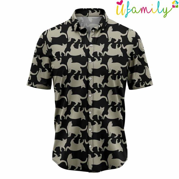 Black And White Tabby Cat Hawaiian Shirt