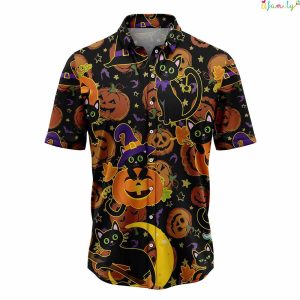 Black Cat And Pumpkin Hawaiian Shirt