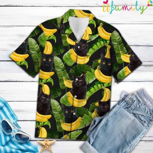 Black Cat Banana Hawaiian Shirt 1